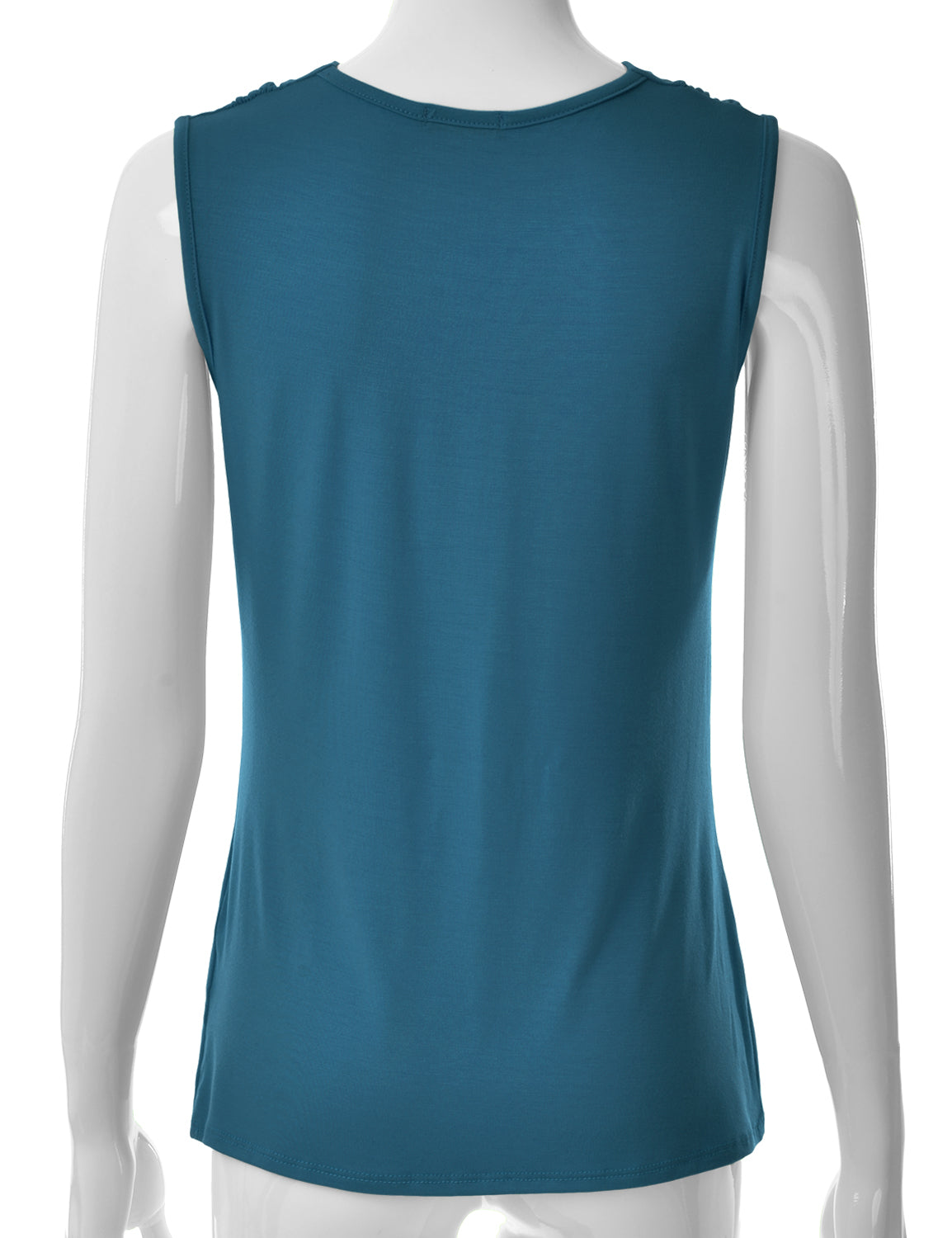 Women's Cowl Neck Ruched Draped Sleeveless Stretchy Blouse Tank Top (S-3X)