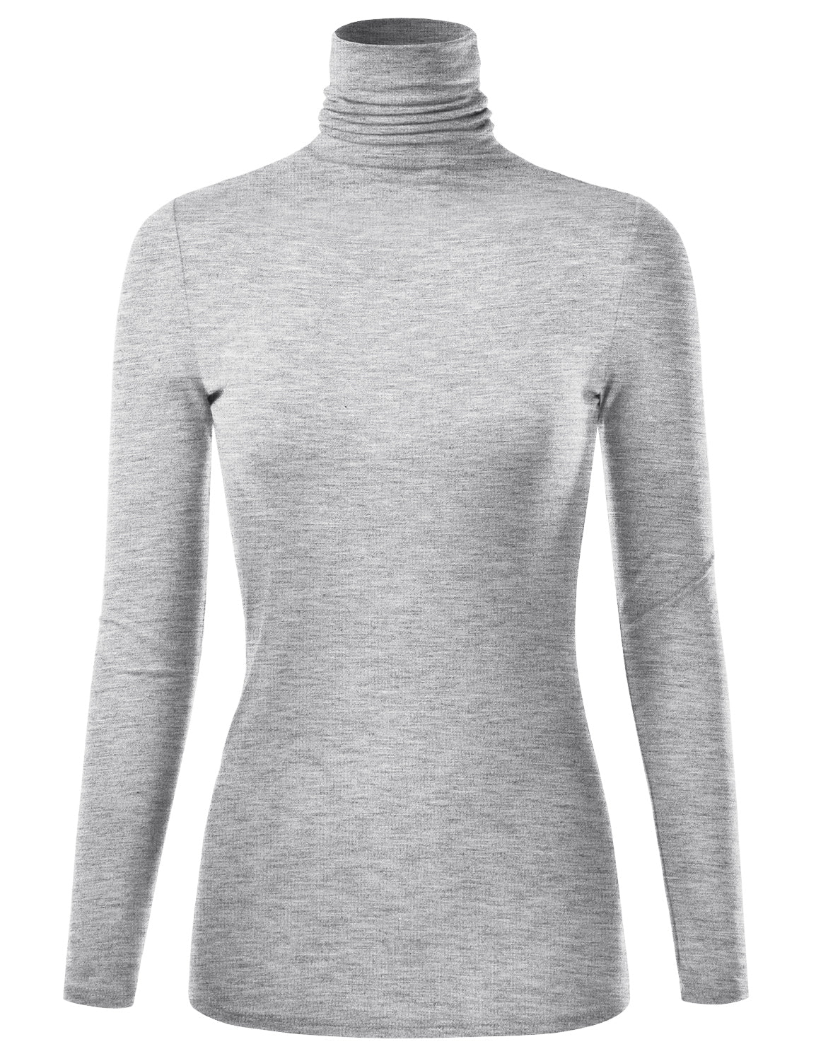 Women's Long Sleeve Turtleneck Light Weight Pullover Slim Fit T-Shirts Top Sweater (S-3XL)