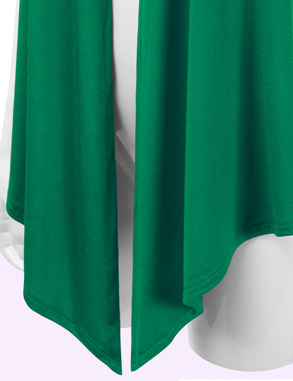 Women's Basic Solid Short Sleeve Open Drape Front Jersey Cardigan (S-3XL)