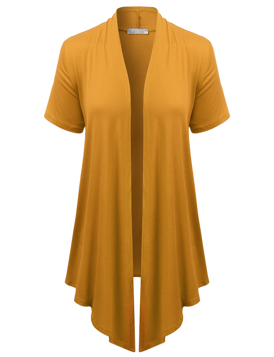 Women's Basic Solid Short Sleeve Open Drape Front Jersey Cardigan (S-3XL)
