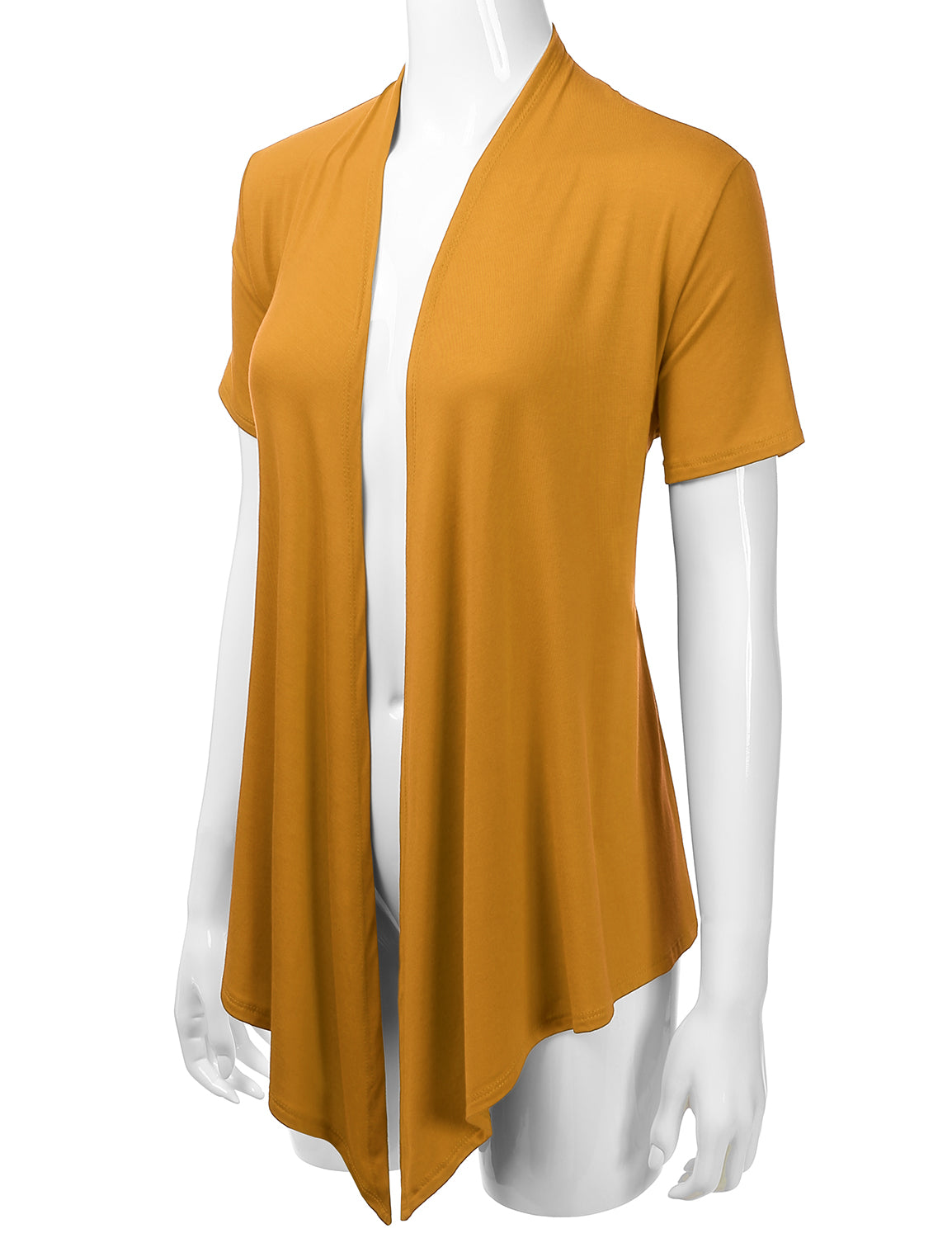 Women's Basic Solid Short Sleeve Open Drape Front Jersey Cardigan (S-3XL)