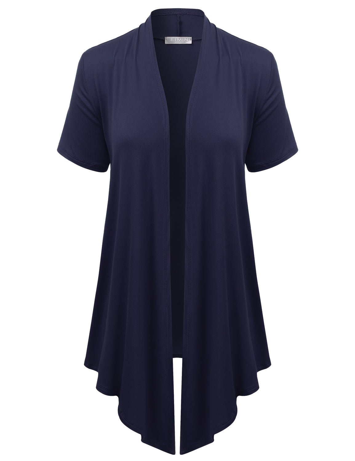 Women's Basic Solid Short Sleeve Open Drape Front Jersey Cardigan (S-3XL)