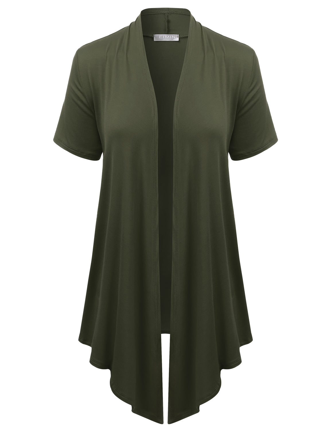 Women's Basic Solid Short Sleeve Open Drape Front Jersey Cardigan (S-3XL)