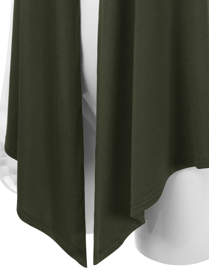 Women's Basic Solid Short Sleeve Open Drape Front Jersey Cardigan (S-3XL)