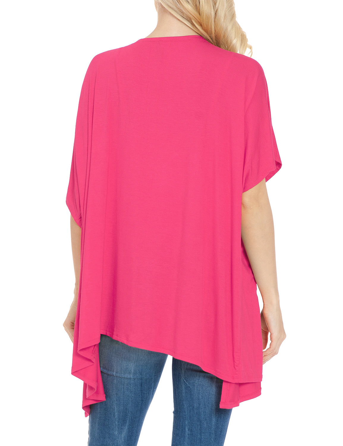 Women's Kimono Style Short Sleeve Open Front Loose Fit Cardigan (S-3XL)