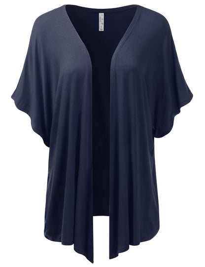 Women's Kimono Style Short Sleeve Open Front Loose Fit Cardigan (S-3XL)