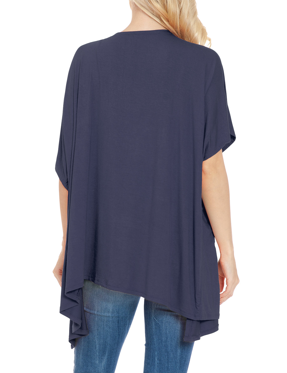 Women's Kimono Style Short Sleeve Open Front Loose Fit Cardigan (S-3XL)