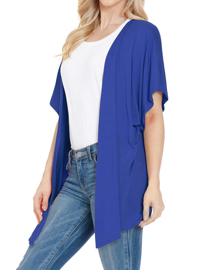 Women's Kimono Style Short Sleeve Open Front Loose Fit Cardigan (S-3XL)