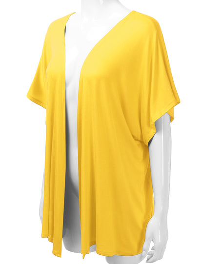 Women's Kimono Style Short Sleeve Open Front Loose Fit Cardigan (S-3XL)
