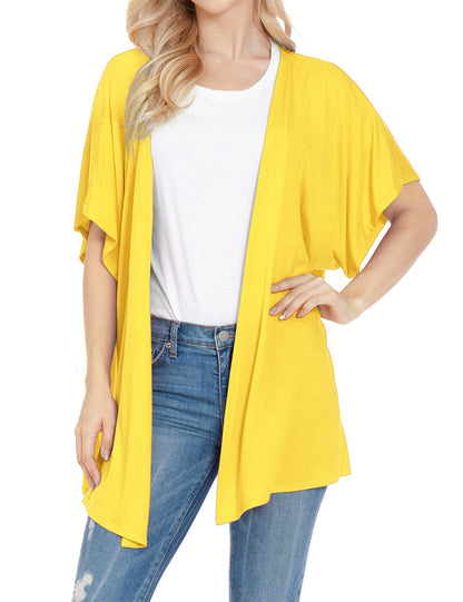 Women's Kimono Style Short Sleeve Open Front Loose Fit Cardigan (S-3XL)