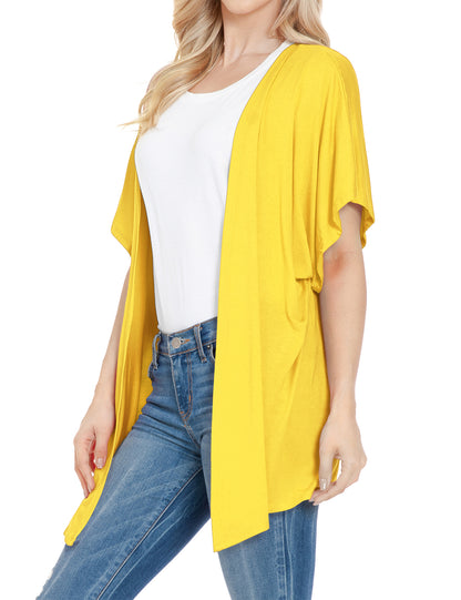 Women's Kimono Style Short Sleeve Open Front Loose Fit Cardigan (S-3XL)