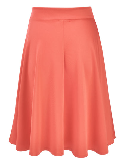Women's Basic Versatile Stretchy Flared Casual Midi Skater Skirt (S-3XL)