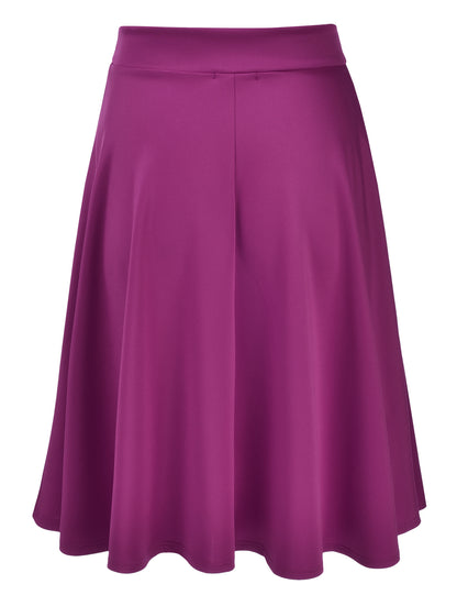 Women's Basic Versatile Stretchy Flared Casual Midi Skater Skirt (S-3XL)