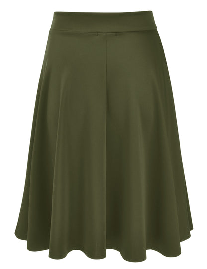 Women's Basic Versatile Stretchy Flared Casual Midi Skater Skirt (S-3XL)