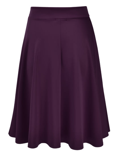 Women's Basic Versatile Stretchy Flared Casual Midi Skater Skirt (S-3XL)