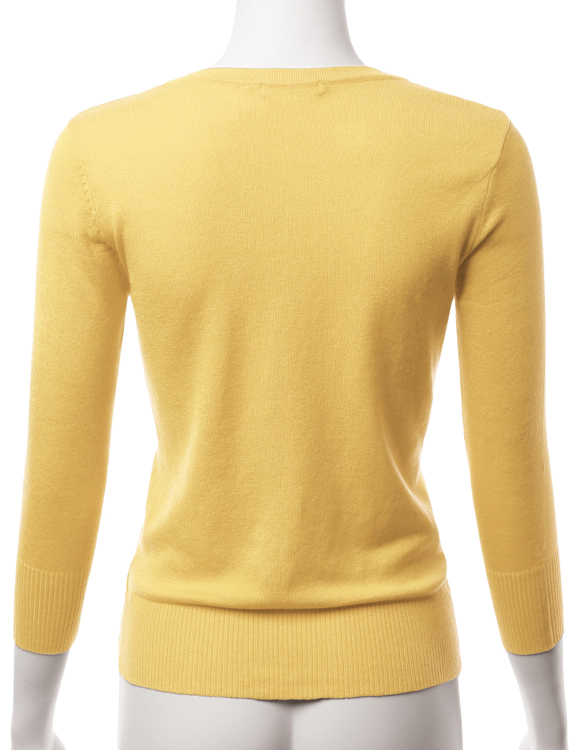 Women's 3/4 Sleeve V-Neck Button Down Stretch Knit Cardigan Sweater (S-3X)