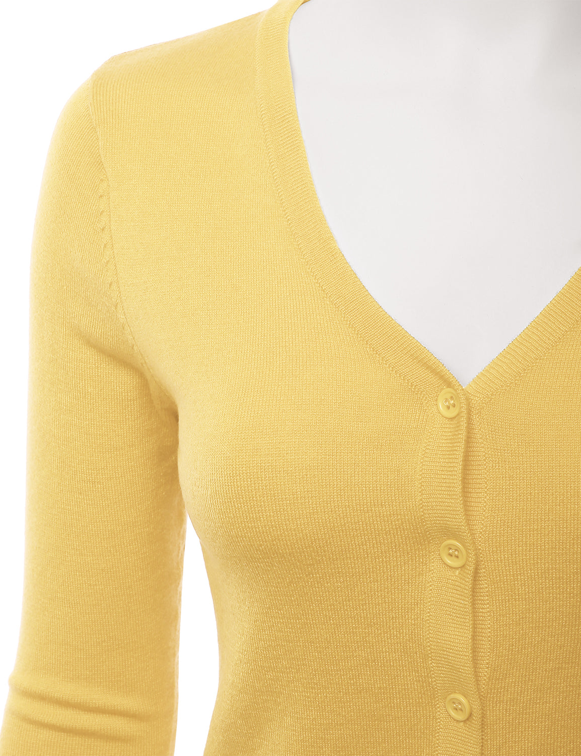 Women's 3/4 Sleeve V-Neck Button Down Stretch Knit Cardigan Sweater (S-3X)