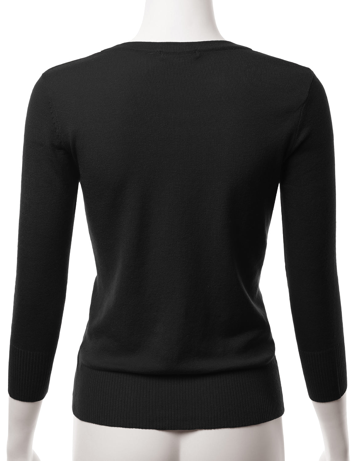 Women's 3/4 Sleeve V-Neck Button Down Stretch Knit Cardigan Sweater (S-3X)