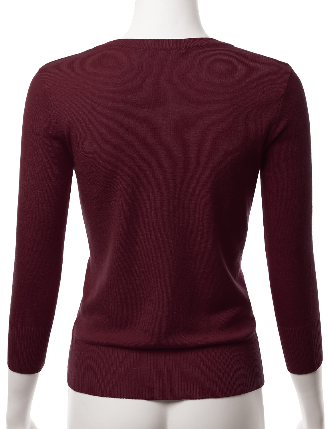 Women's 3/4 Sleeve V-Neck Button Down Stretch Knit Cardigan Sweater (S-3X)