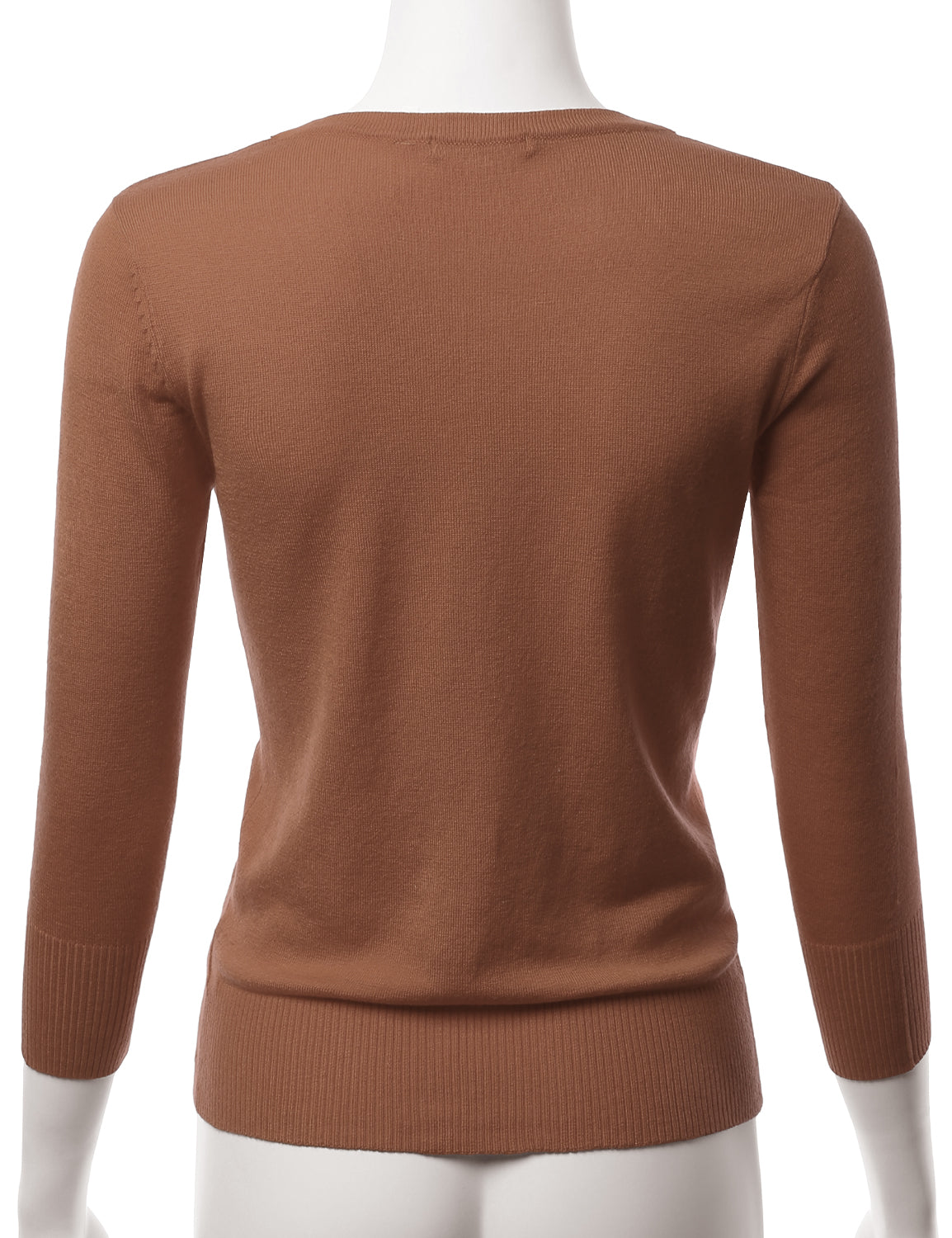Women's 3/4 Sleeve V-Neck Button Down Stretch Knit Cardigan Sweater (S-3X)