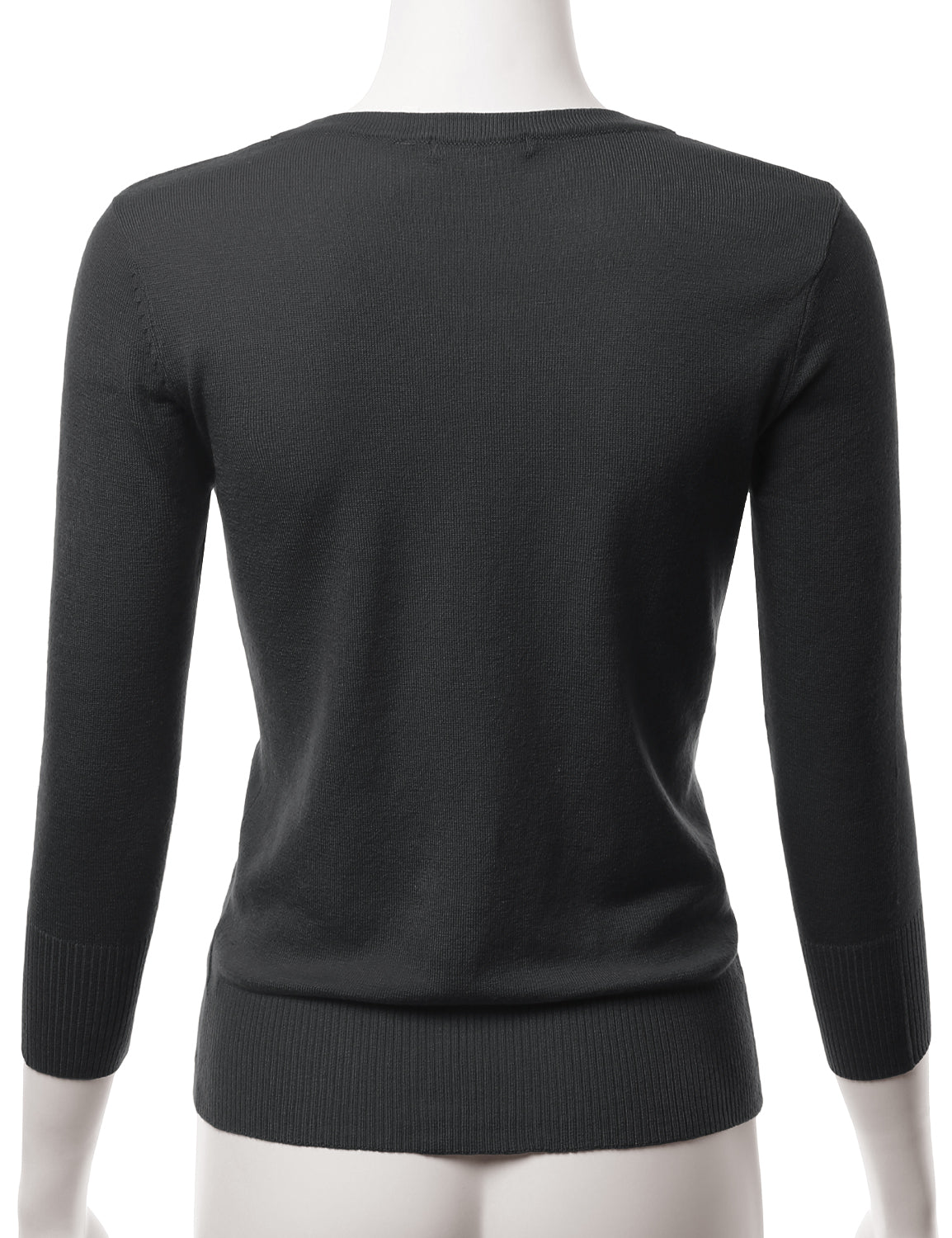 Women's 3/4 Sleeve V-Neck Button Down Stretch Knit Cardigan Sweater (S-3X)