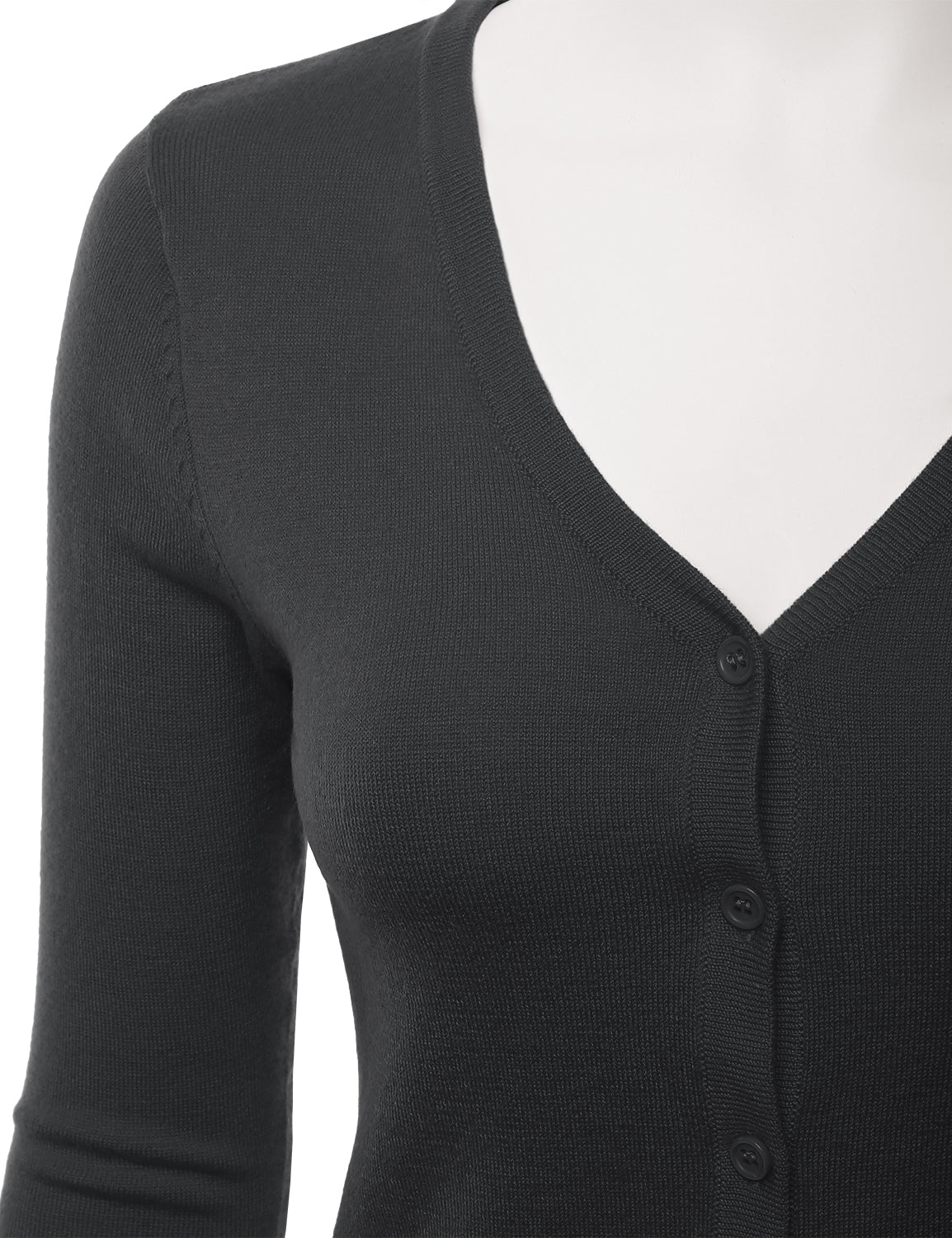 Women's 3/4 Sleeve V-Neck Button Down Stretch Knit Cardigan Sweater (S-3X)