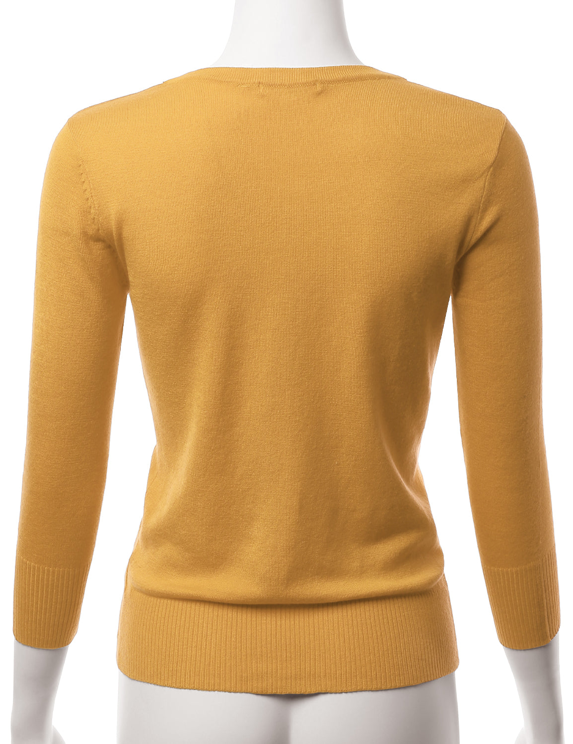 Women's 3/4 Sleeve V-Neck Button Down Stretch Knit Cardigan Sweater (S-3X)