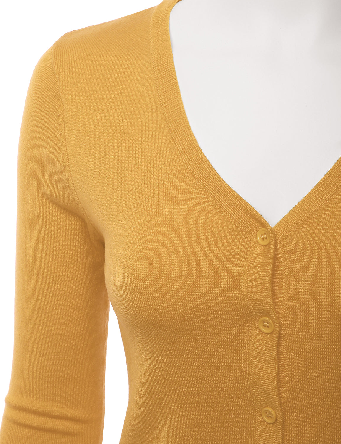 Women's 3/4 Sleeve V-Neck Button Down Stretch Knit Cardigan Sweater (S-3X)