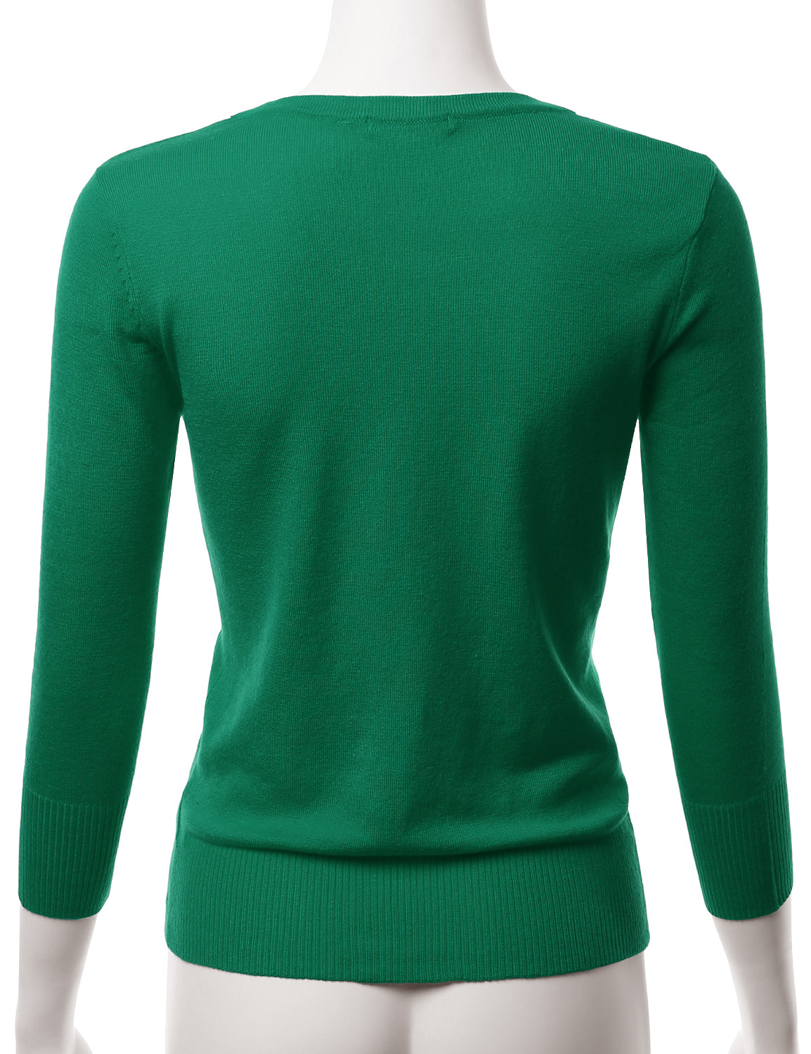 Women's 3/4 Sleeve V-Neck Button Down Stretch Knit Cardigan Sweater (S-3X)