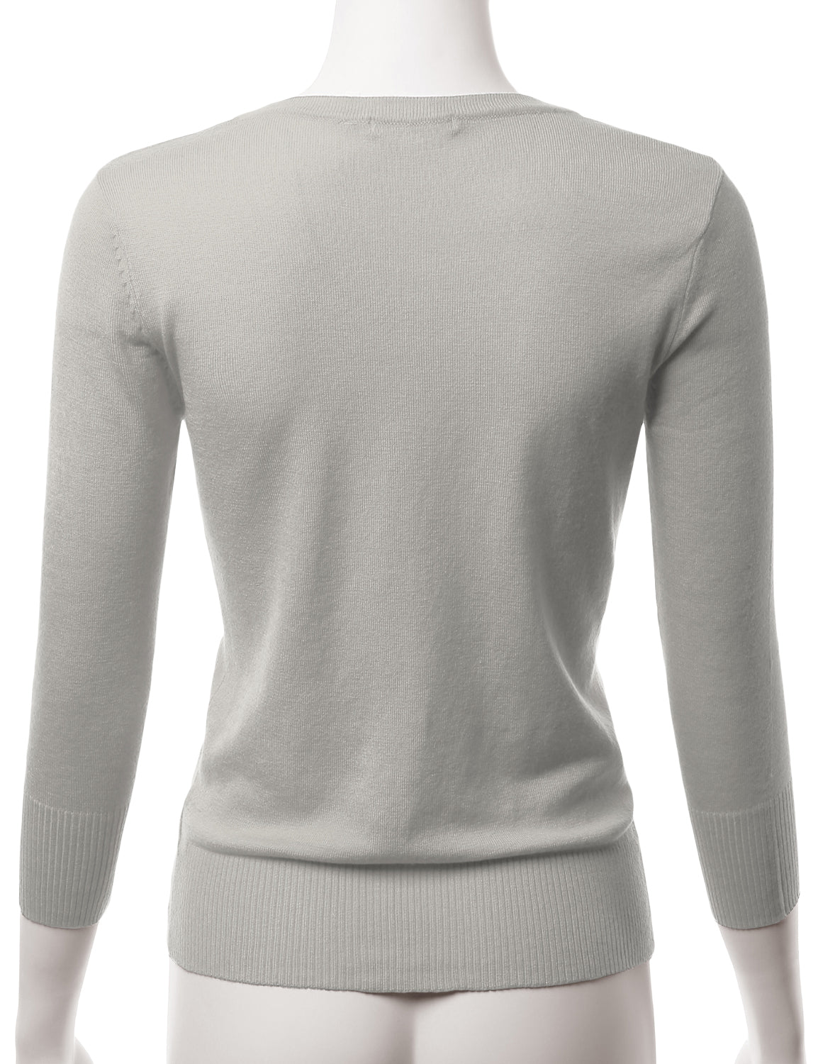 Women's 3/4 Sleeve V-Neck Button Down Stretch Knit Cardigan Sweater (S-3X)