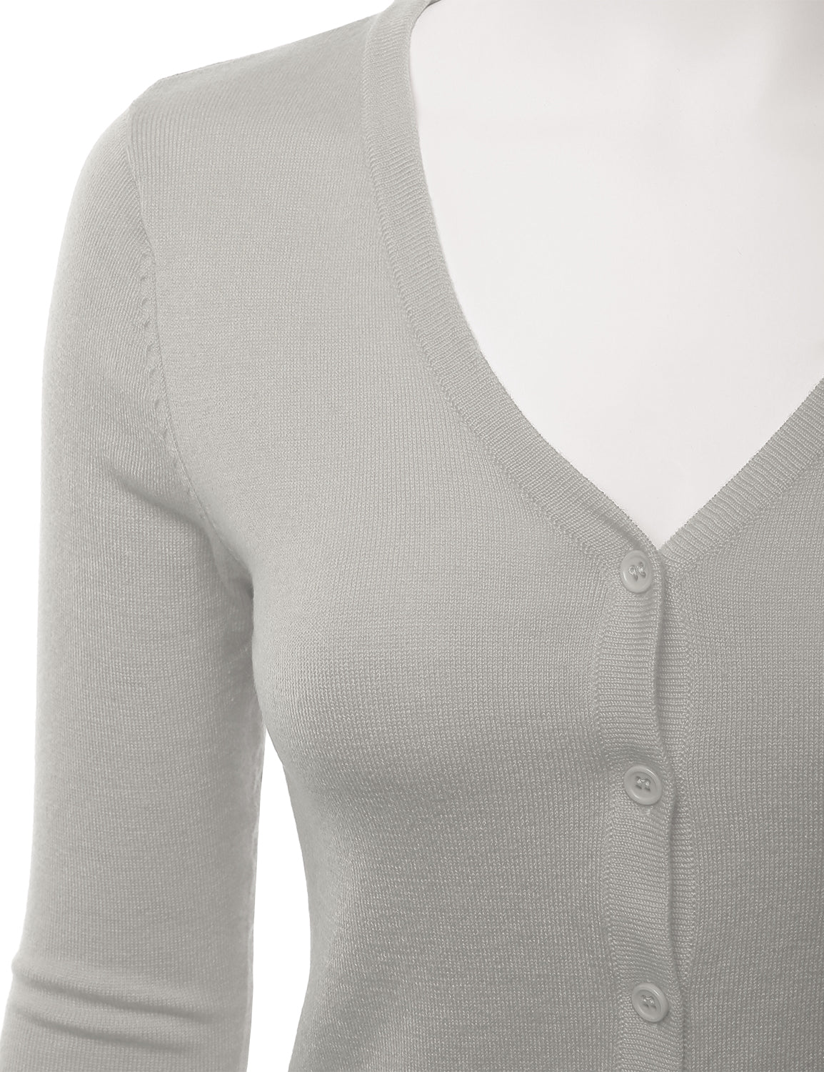 Women's 3/4 Sleeve V-Neck Button Down Stretch Knit Cardigan Sweater (S-3X)