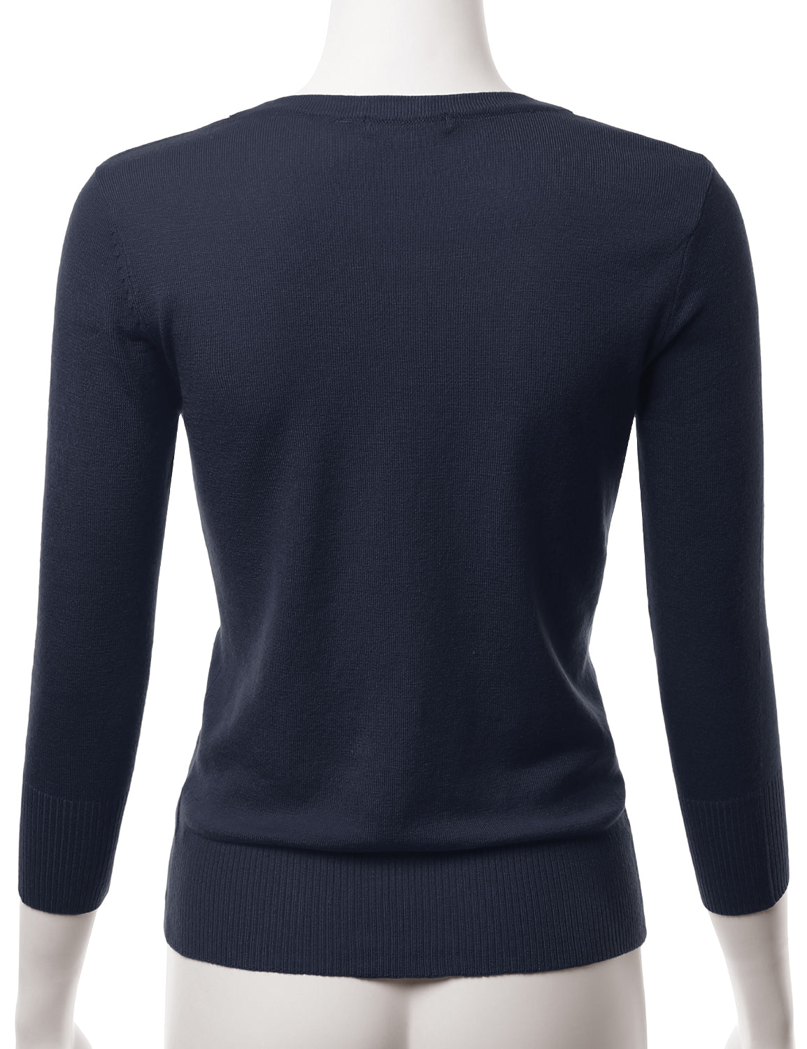 Women's 3/4 Sleeve V-Neck Button Down Stretch Knit Cardigan Sweater (S-3X)