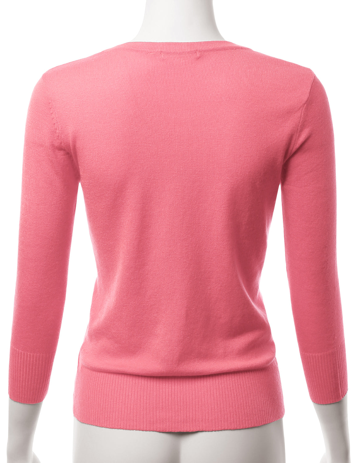 Women's 3/4 Sleeve V-Neck Button Down Stretch Knit Cardigan Sweater (S-3X)