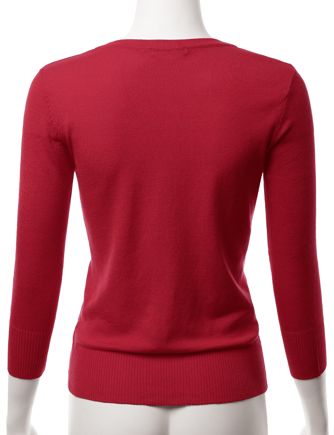 Women's 3/4 Sleeve V-Neck Button Down Stretch Knit Cardigan Sweater (S-3X)