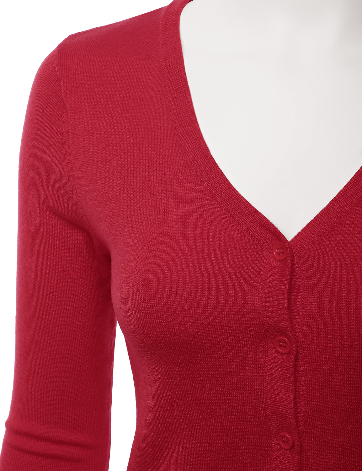 Women's 3/4 Sleeve V-Neck Button Down Stretch Knit Cardigan Sweater (S-3X)