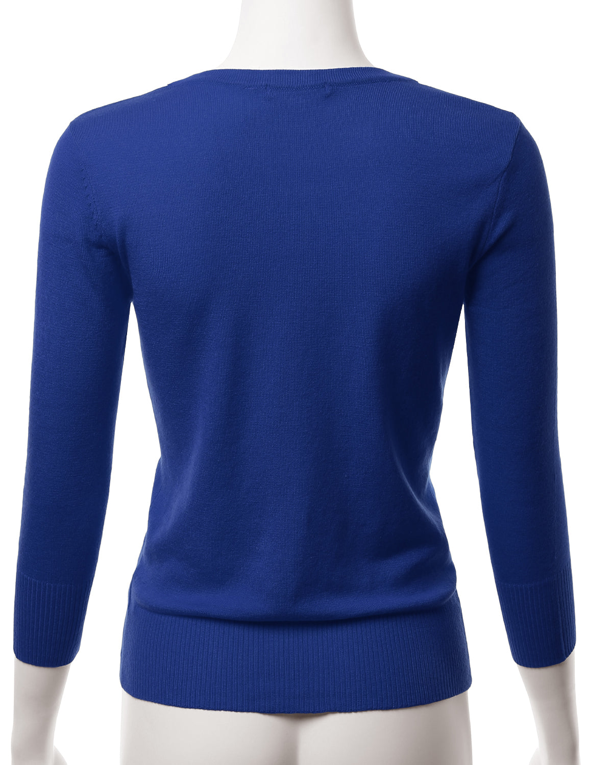 Women's 3/4 Sleeve V-Neck Button Down Stretch Knit Cardigan Sweater (S-3X)