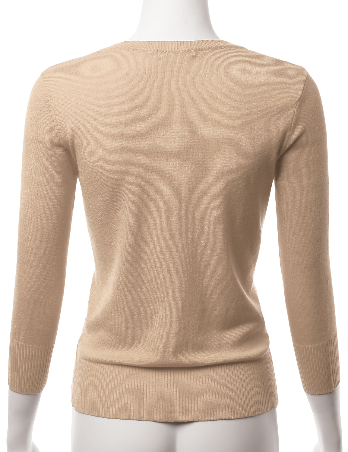 Women's 3/4 Sleeve V-Neck Button Down Stretch Knit Cardigan Sweater (S-3X)