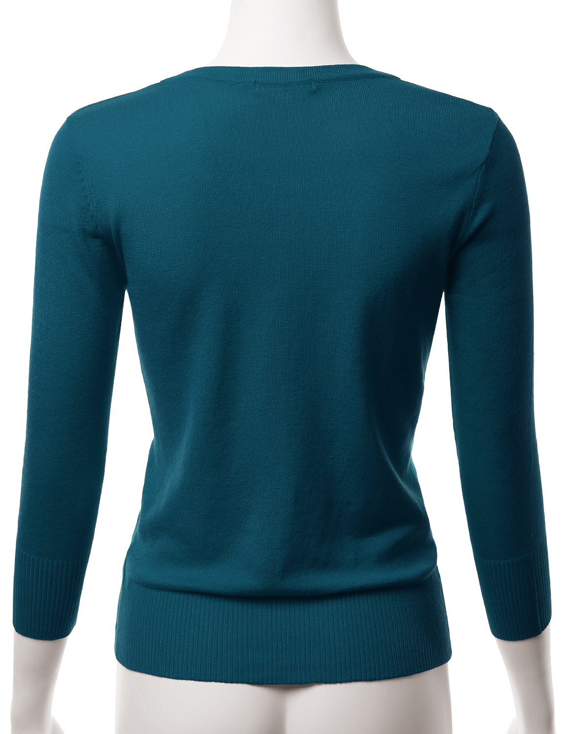 Women's 3/4 Sleeve V-Neck Button Down Stretch Knit Cardigan Sweater (S-3X)
