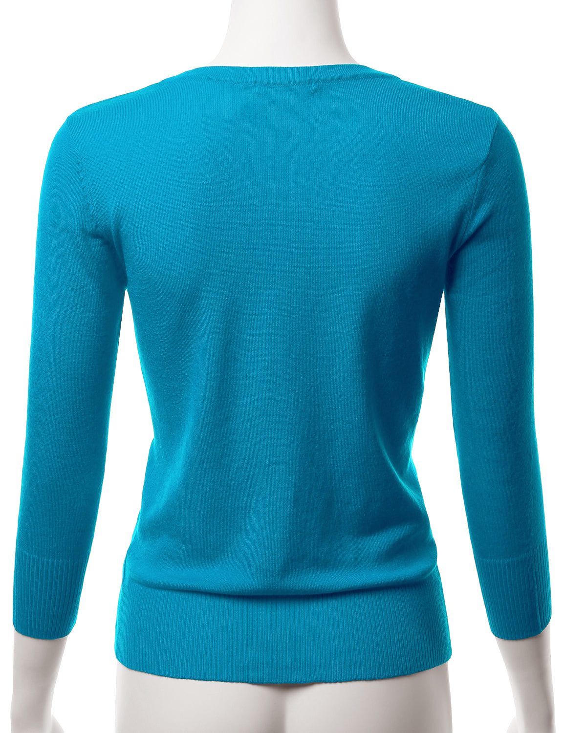 Women's 3/4 Sleeve V-Neck Button Down Stretch Knit Cardigan Sweater (S-3X)