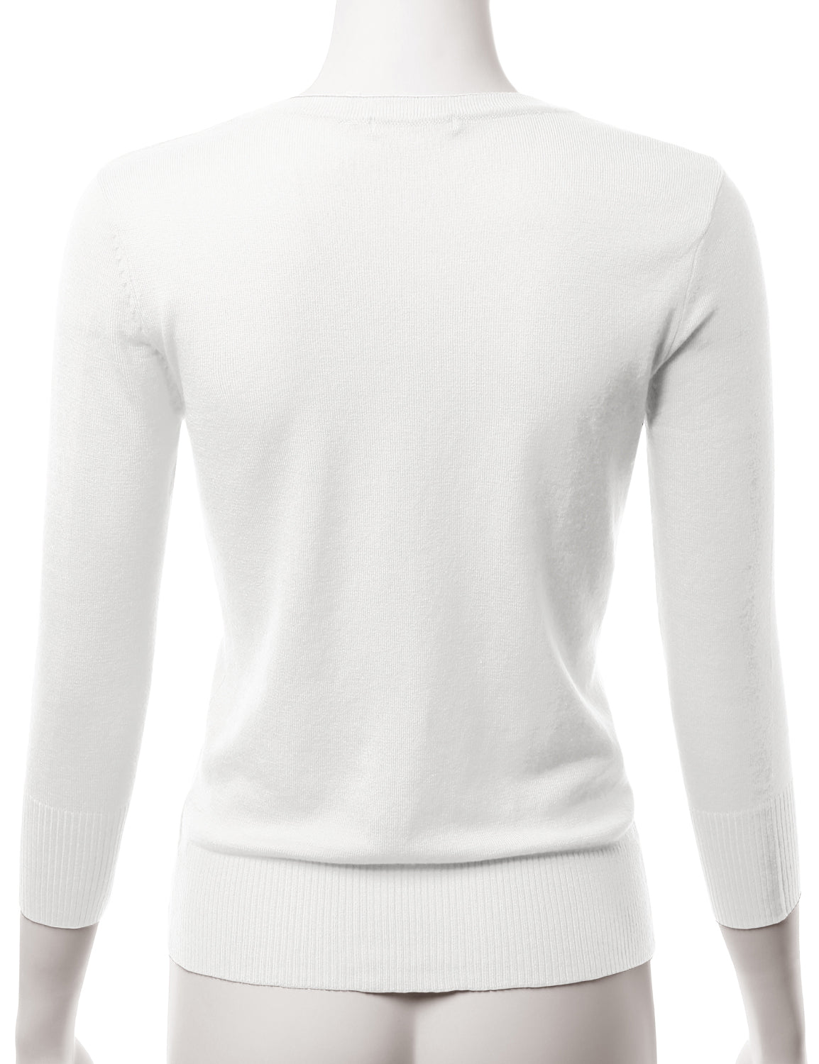 Women's 3/4 Sleeve V-Neck Button Down Stretch Knit Cardigan Sweater (S-3X)
