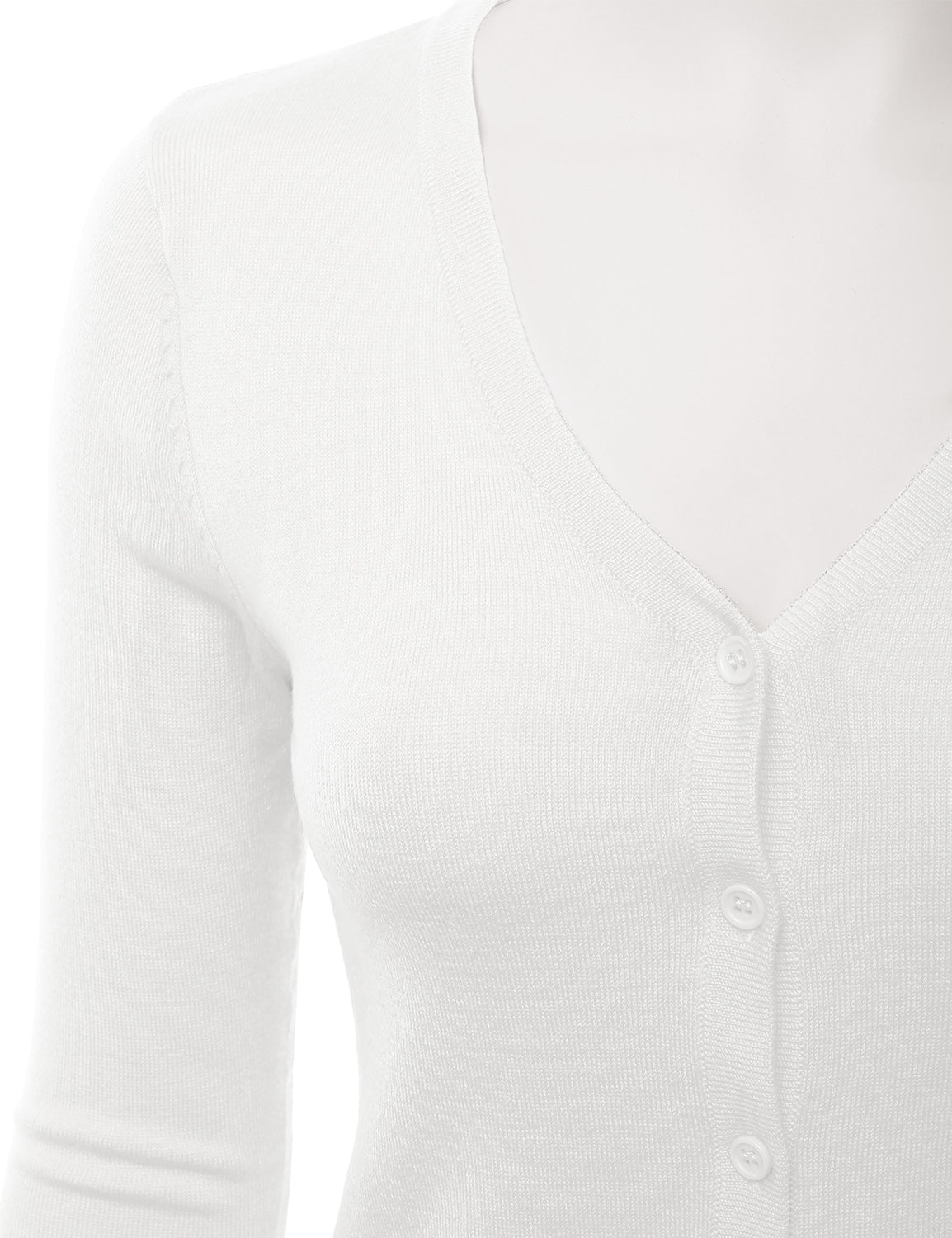 Women's 3/4 Sleeve V-Neck Button Down Stretch Knit Cardigan Sweater (S-3X)