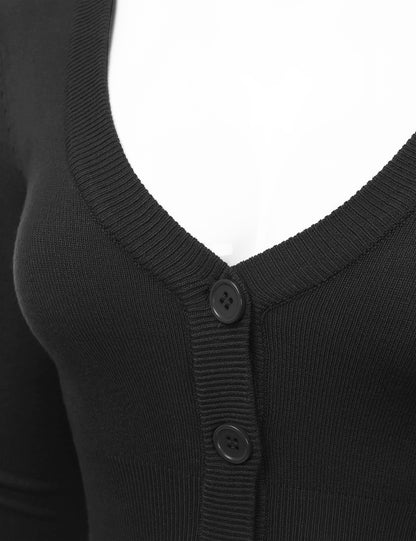 Women's Button Down 3/4 Sleeve Cropped Bolero Cardigan Sweater (S-3XL)