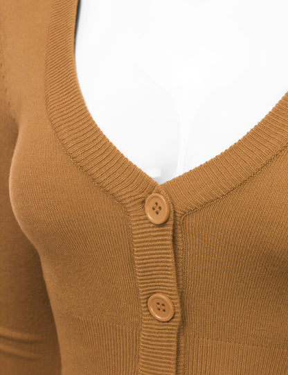 Women's Button Down 3/4 Sleeve Cropped Bolero Cardigan Sweater (S-3XL)