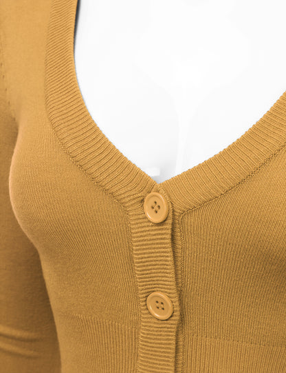 Women's Button Down 3/4 Sleeve Cropped Bolero Cardigan Sweater (S-3XL)