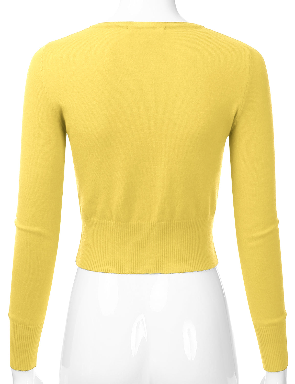Women's Crewneck Button Down Long Sleeve Cropped Cardigan Sweater (S-XL)