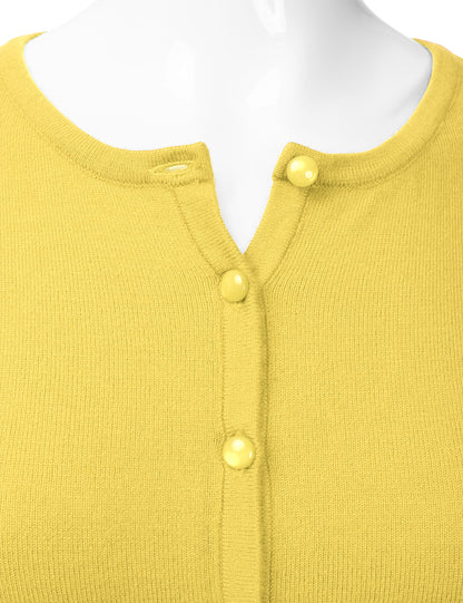 Women's Crewneck Button Down Long Sleeve Cropped Cardigan Sweater (S-XL)