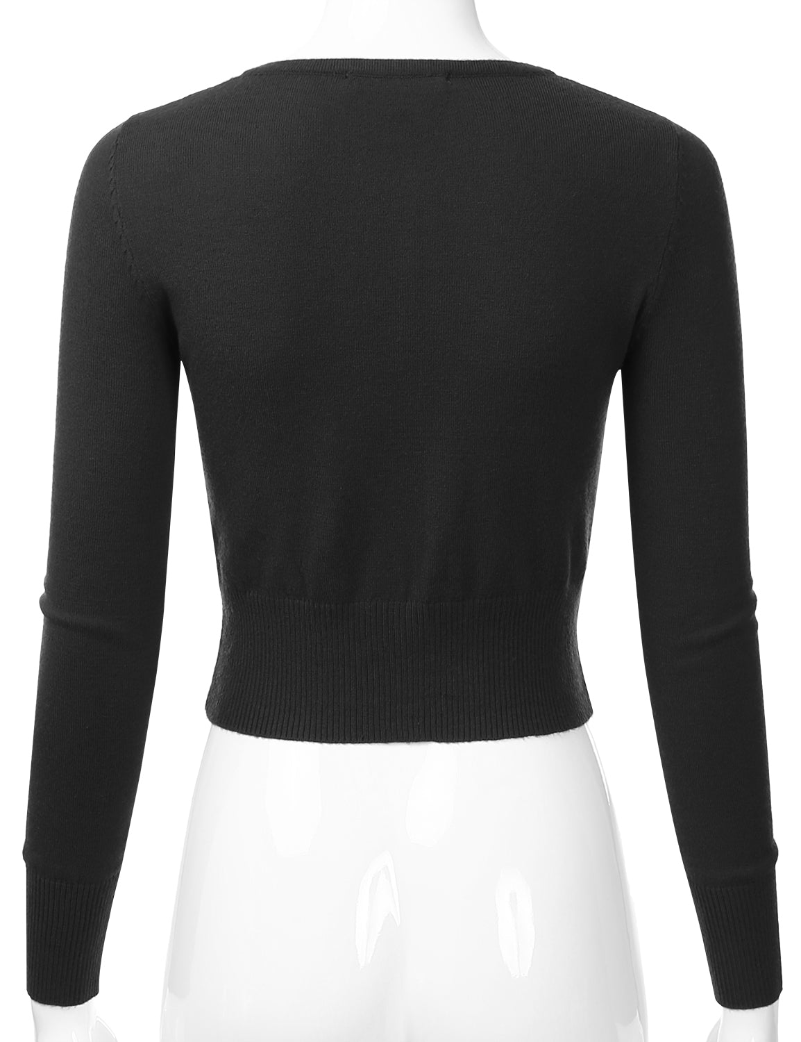 Women's Crewneck Button Down Long Sleeve Cropped Cardigan Sweater (S-XL)