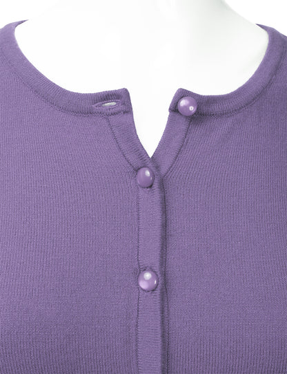 Women's Crewneck Button Down Long Sleeve Cropped Cardigan Sweater (S-XL)