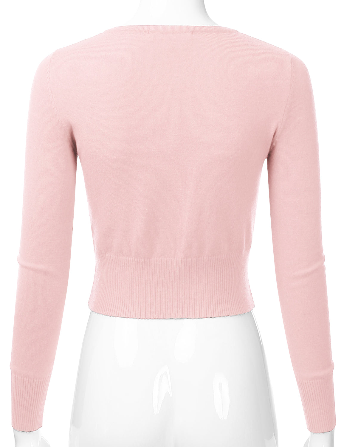 Women's Crewneck Button Down Long Sleeve Cropped Cardigan Sweater (S-XL)