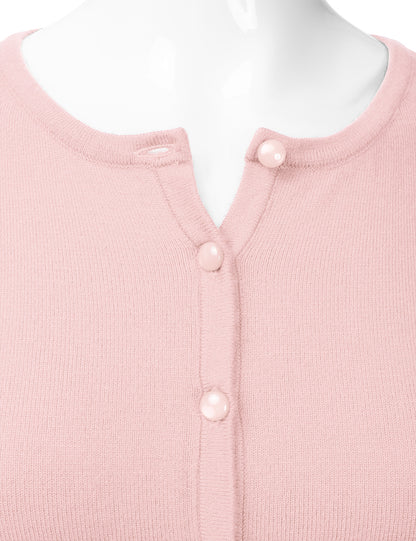 Women's Crewneck Button Down Long Sleeve Cropped Cardigan Sweater (S-XL)